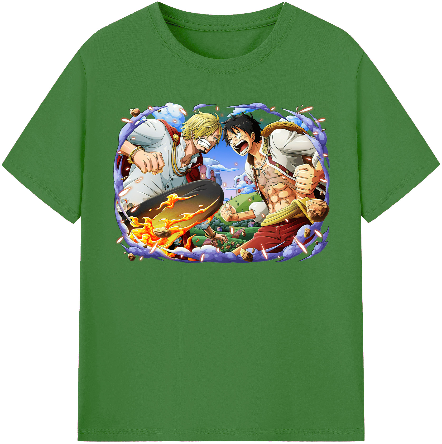 ワンピース モンキー・D・ルフィ ONE PIECE Monkey D. Luffy レディースカジュアルプリントTシャツ（綿100％）